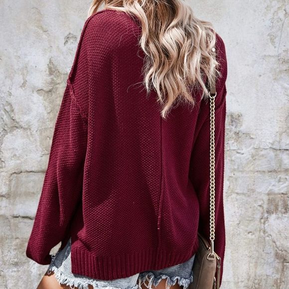 Solid Long Sleeve Sweater - Picture 2 of 2